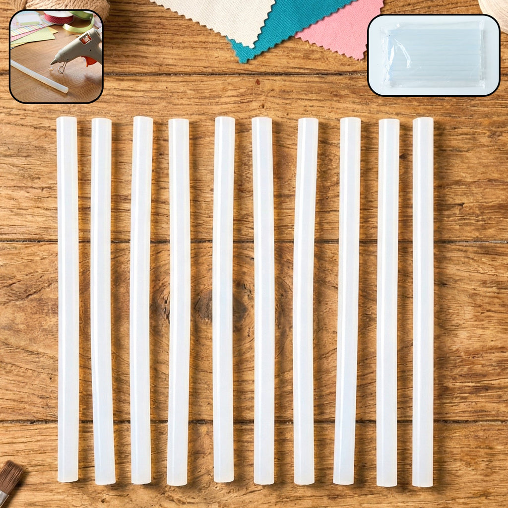 Pack of 10 transparent hot glue sticks 20 cm for strong craft bonding