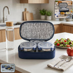 Stylish stainless steel lunch box with leak-resistant lids