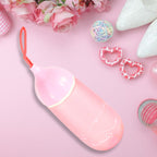 Front view of the unique shape plastic water bottle with a convenient carrying dori.