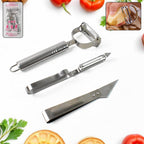 3-in-1 stainless steel vegetable peeler set ideal for fruit and vegetable prep
