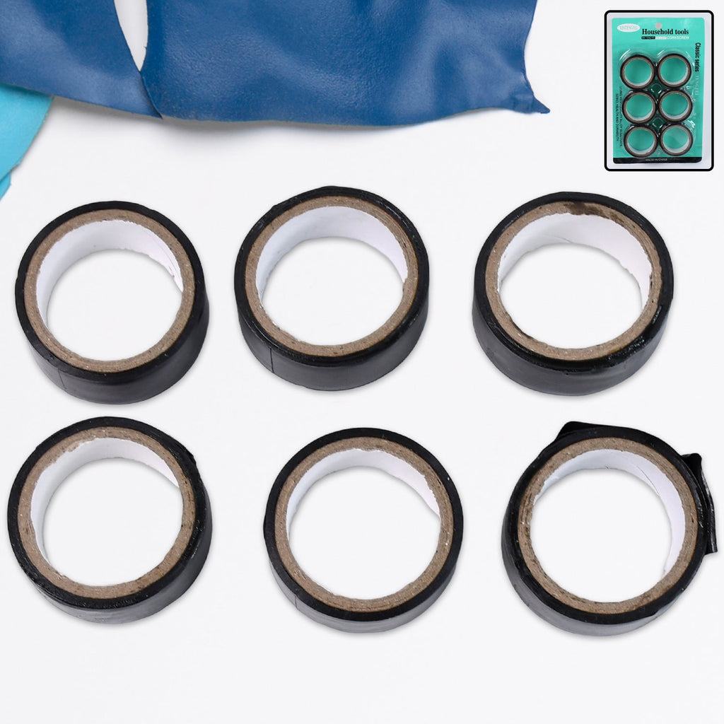 6-roll set of general electrical tape with durable black PVC insulation