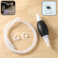 Manual liquid transfer pump set with flexible pipe and hand squeeze bulb