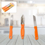 The Quickslice 3-in-1 Stainless Steel Kitchen Knife Set displayed on a clean surface.