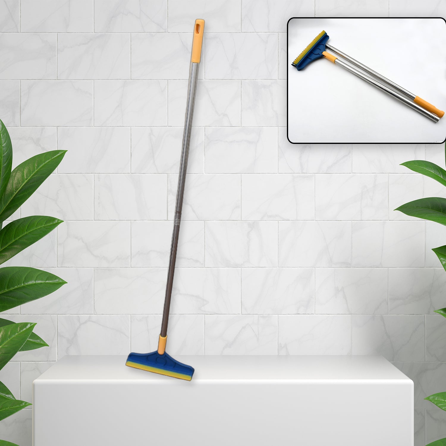 Demonstration of the 120-degree rotating floor cleaning brush on a tiled surface.