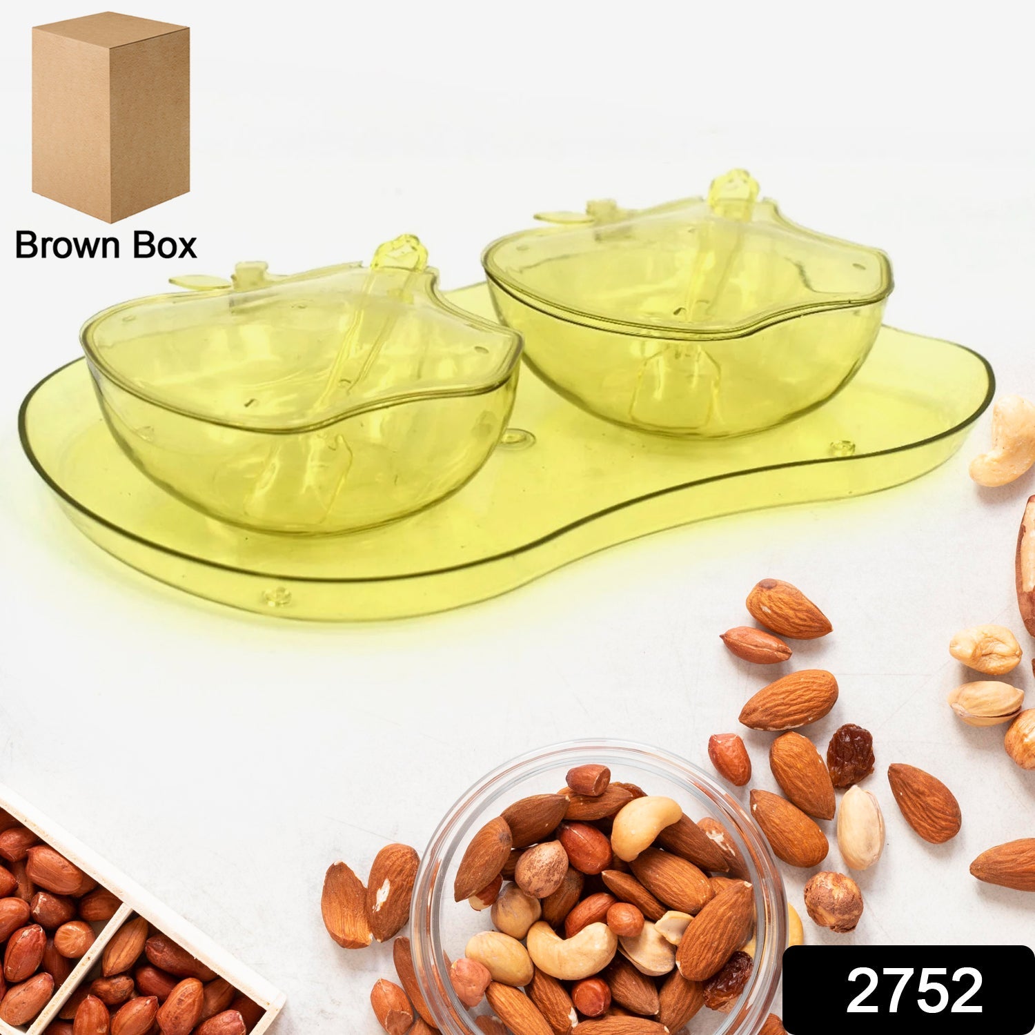 Plastic apple-shaped serving tray, durable and lightweight.