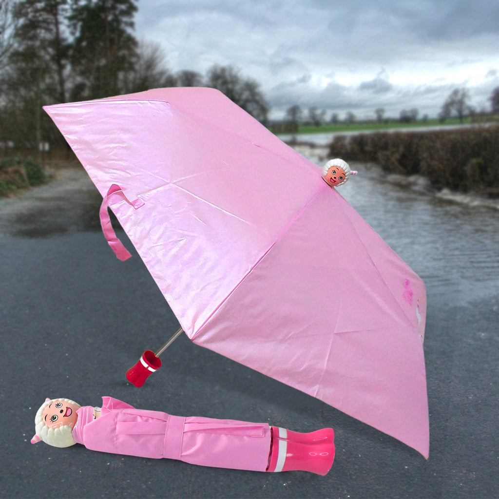 Foldable cartoon umbrella with SunFlicker design for UV protection