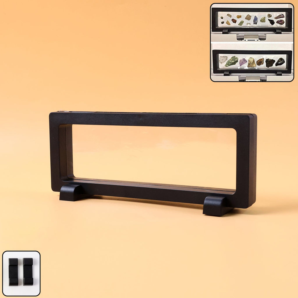 Transparent jewellery display box showing elegant front view with floating effect