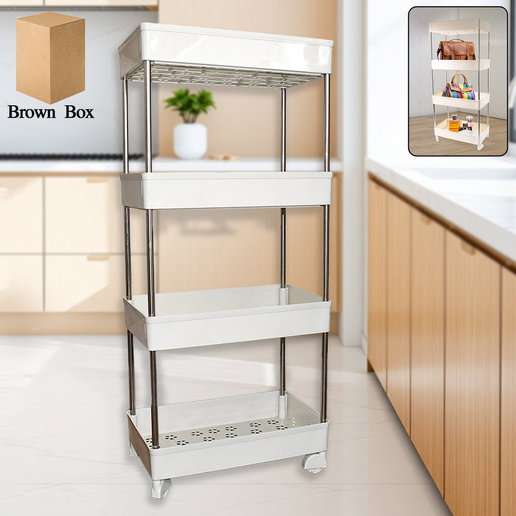Durable 4 Layer Kitchen Rack made of steel and plastic