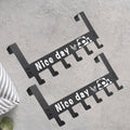 Black heavy-duty carbon steel over door hook rack featuring 6 hooks