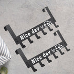 Black heavy-duty carbon steel over door hook rack featuring 6 hooks