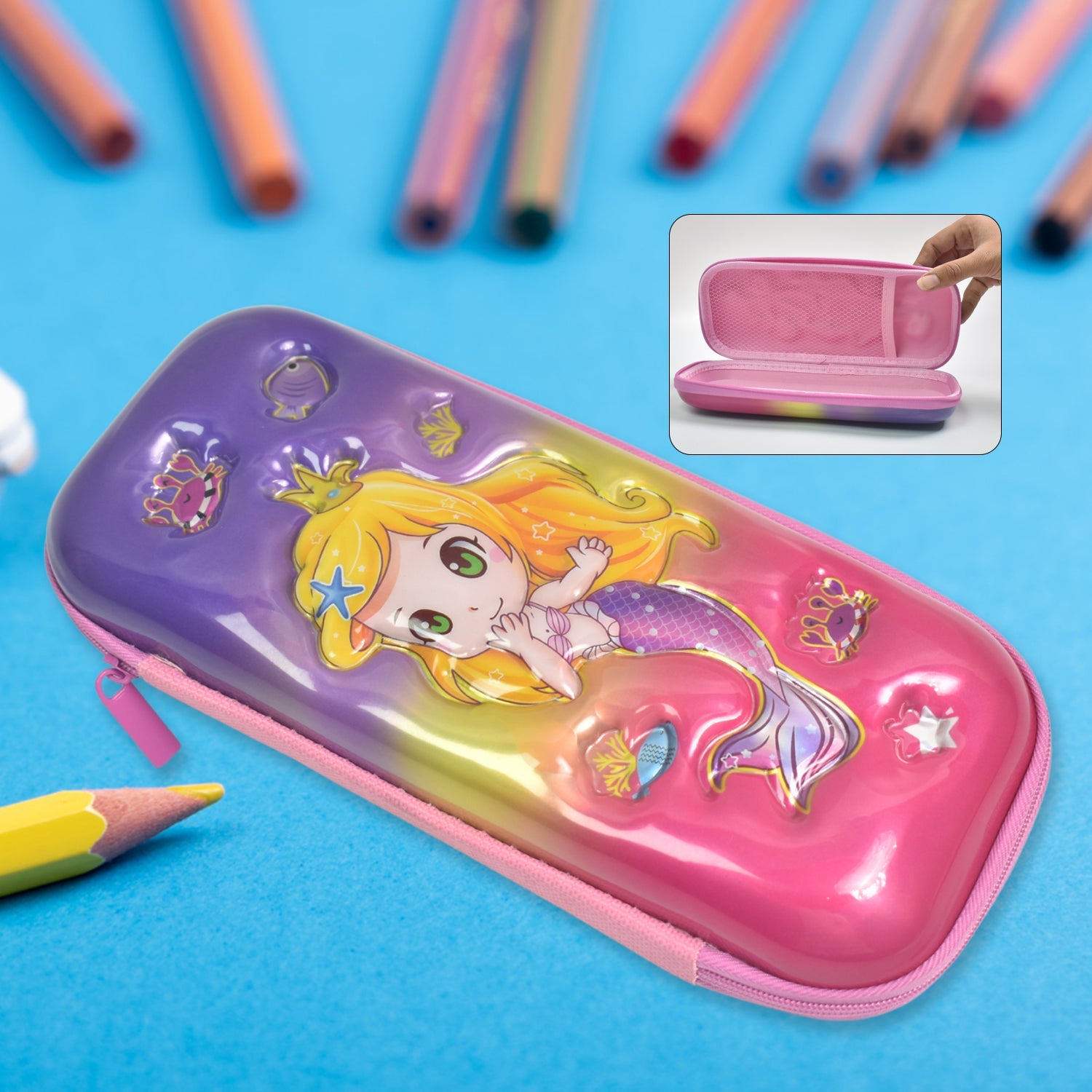 Colorful cartoon stationery organizer for school and travel