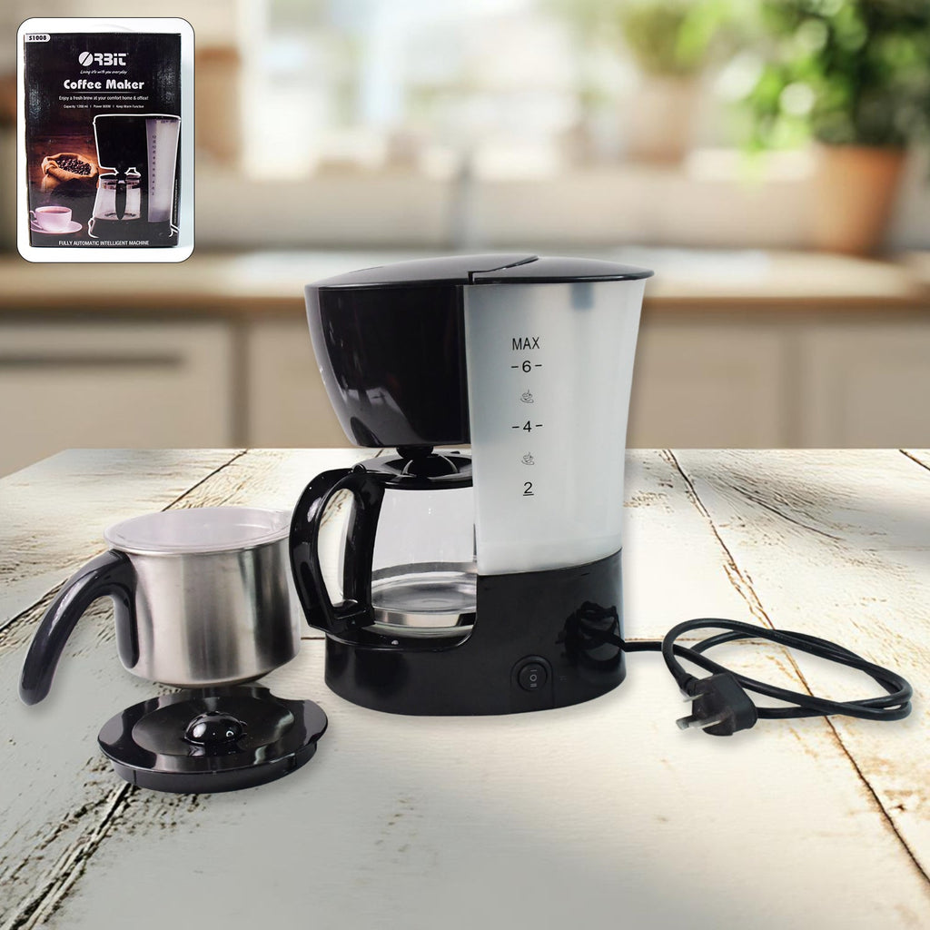 Automatic drip coffee maker with 1200ML glass carafe brewing fresh coffee