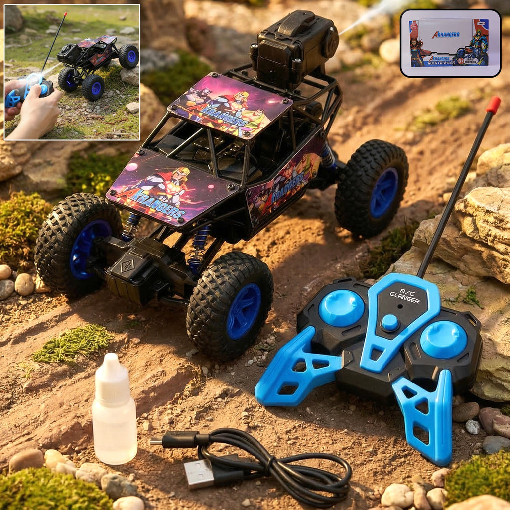 Remote control rock crawler toy car with rugged wheels for outdoor off-road fun