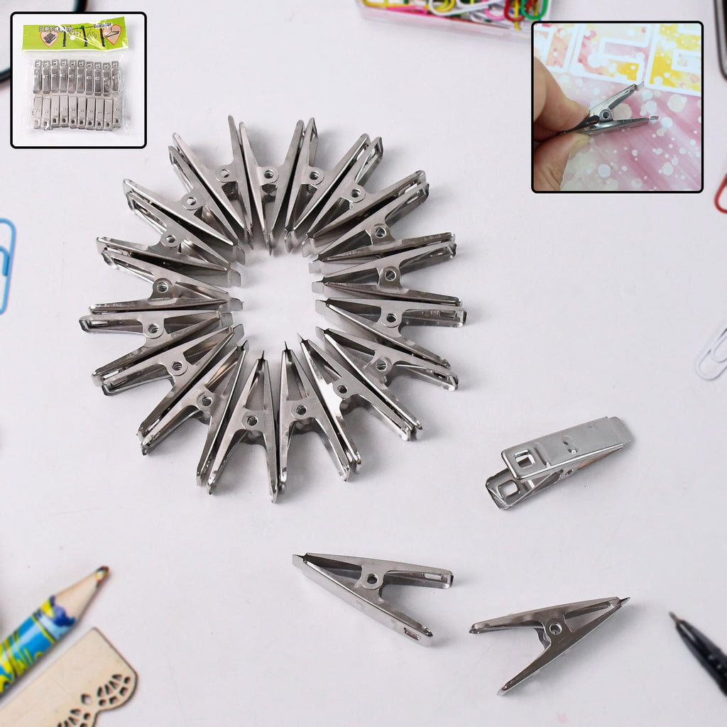 Stainless steel cloth drying pins securely holding clothes on line