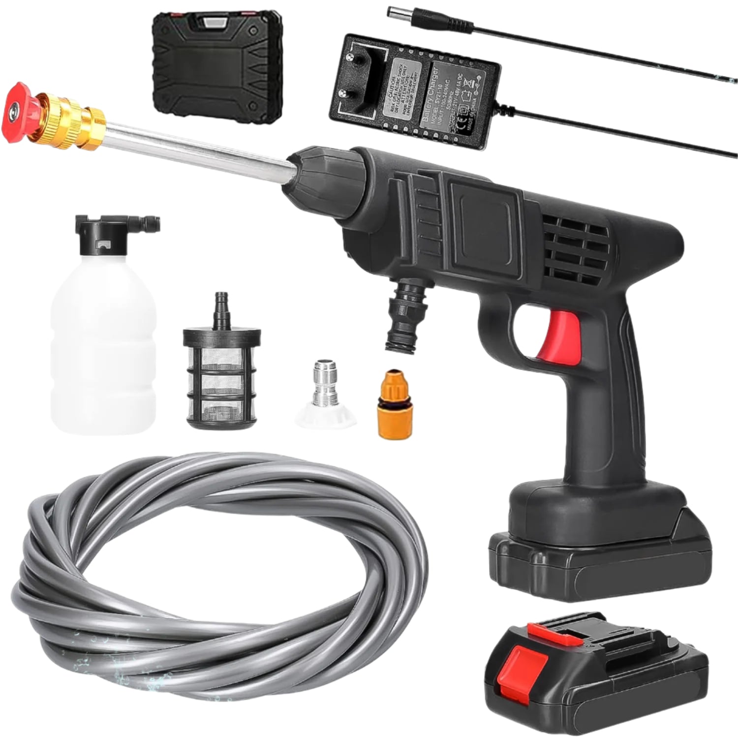 Carivox 48V Wireless Car Washer Gun with adjustable nozzle for effective cleaning.