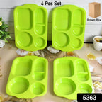 Multicolor 5-compartment food plates, perfect for organized meals.