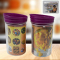 A set of two clear plastic food containers with blue airtight lids, ideal for kitchen storage.