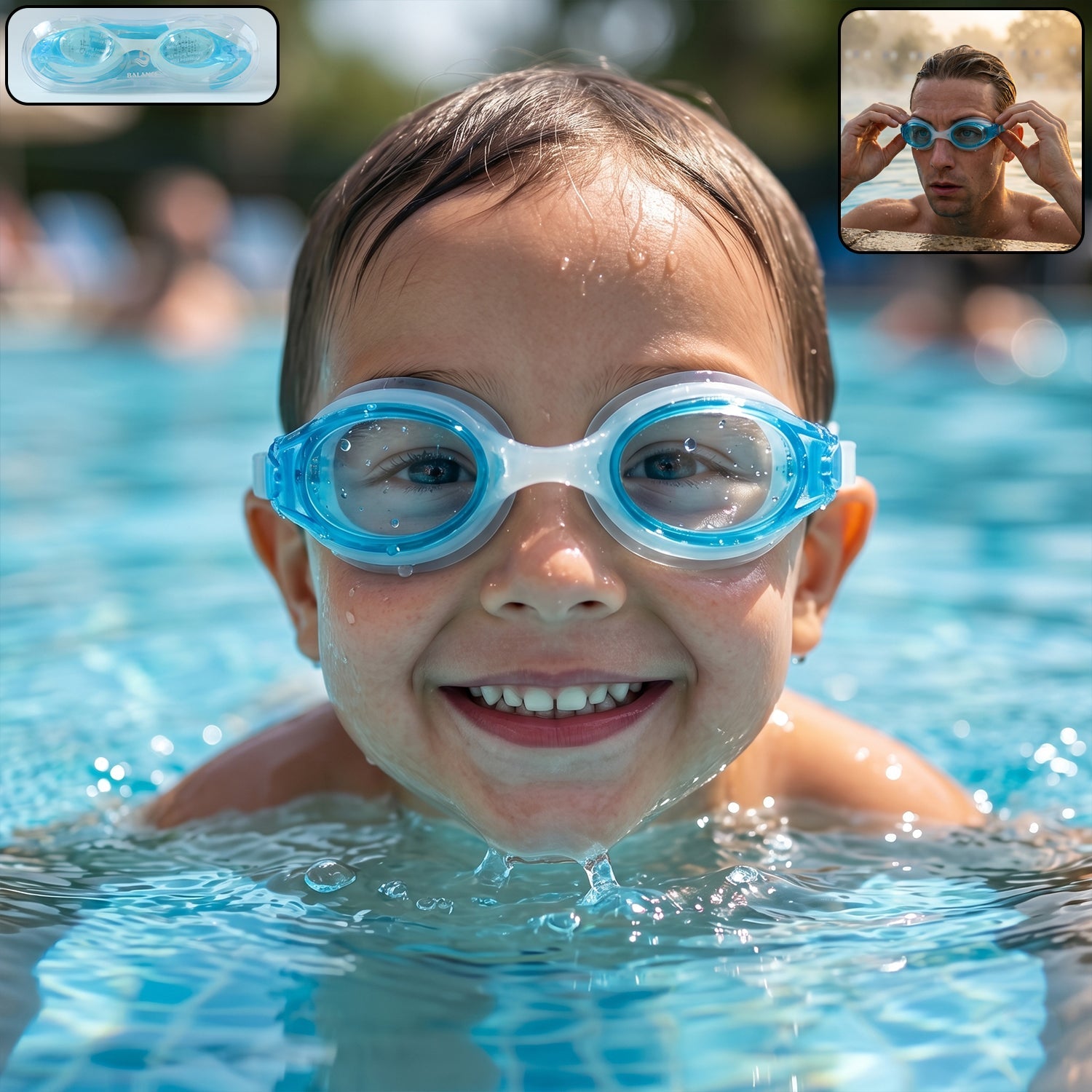 Kids anti-fog swimming goggles with adjustable strap