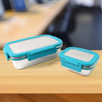 Stainless steel lunch box set with 700ml and 200ml leak-proof containers
