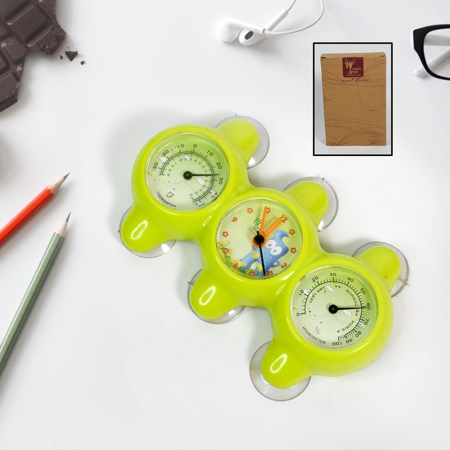 Modern 3-in-1 desktop clock by Indo Glow showing time and date on a light background.