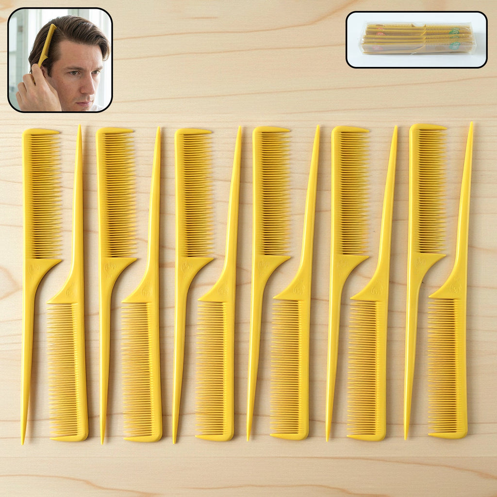 Professional tail comb set for hair styling and sectioning, 12 pcs