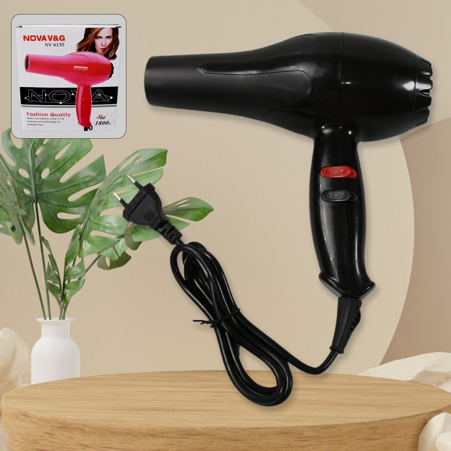 Woman styling her hair with the multi-purpose professional hair dryer.