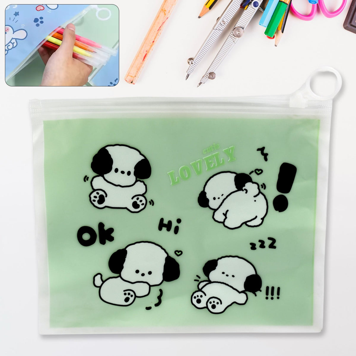 Vibrant, reusable multipurpose zip pouch with various designs for organised essentials.