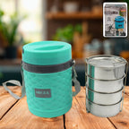 Stylish Nekza insulated tiffin box with handle, perfect for carrying hot food.