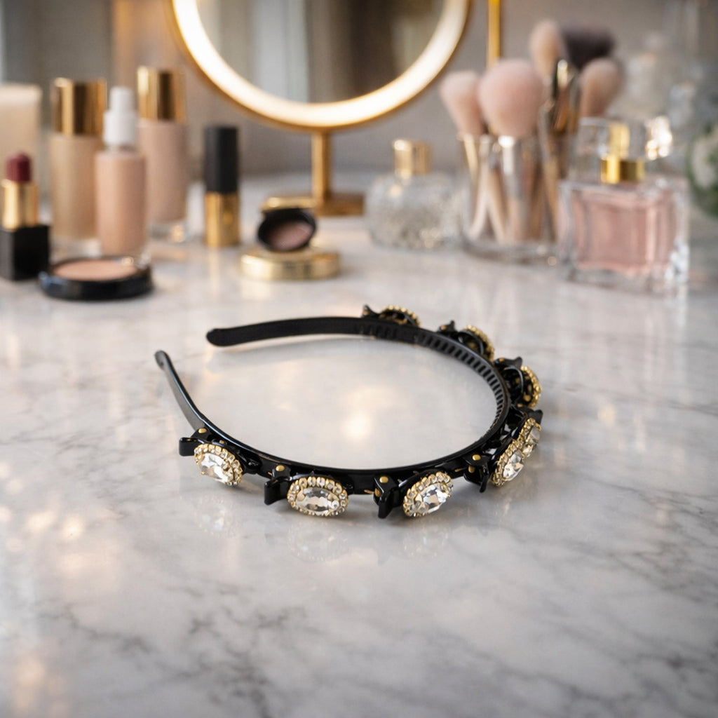 Diamond-like crystal studded designer hairband for women and girls