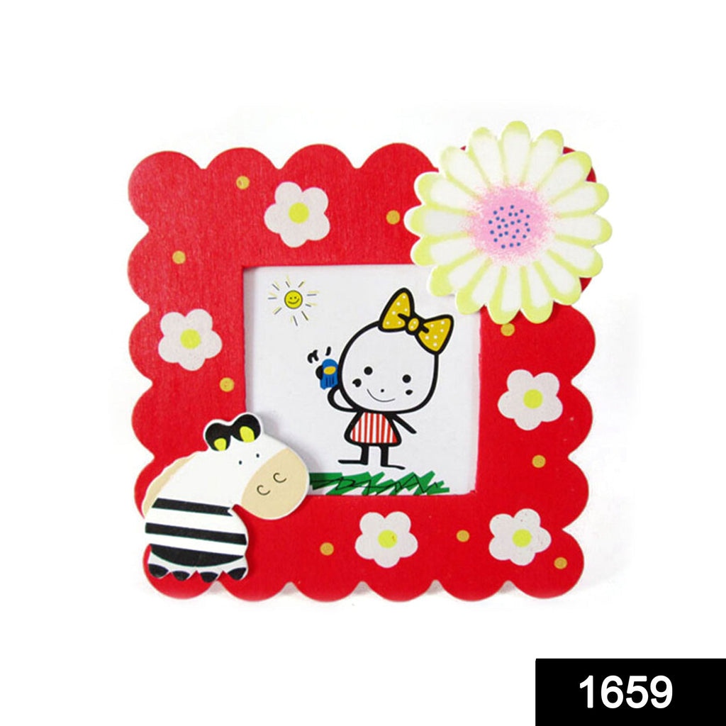 Adorable giraffe and bird animal design baby photo frame displayed on a tabletop.