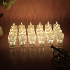 Set of 24 crystal design LED flameless decorative candles emitting warm flicker light