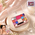 Multi-color eyeshadow palette featuring matte and shimmer shades in a compact case