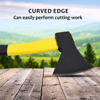 Full view of the fiberglass handle hatchet axe against a neutral background.