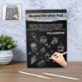 Scratch Art Book cover featuring wooden stylus and vibrant colours