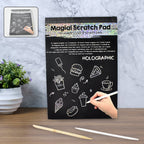 Scratch Art Book cover featuring wooden stylus and vibrant colours
