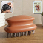 Manual scalp massage shampoo brush with soft flexible bristles for gentle hair care