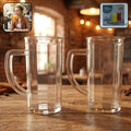 Transparent plastic mug with handle, ideal for milkshakes and cold drinks
