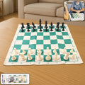 Portable small chess set with vinyl foldable board and plastic chess pieces