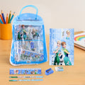 Complete 6-piece Kids Stationery Kit with cartoon designs, ready for school activities.