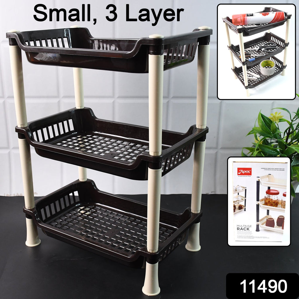 Close-up of ventilated trays on the 3-Tier Plastic Storage Rack Organizer