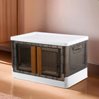 Front view of plastic folding wardrobe organizer showing 1 layer design