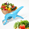 ChefAura 2-in-1 vegetable cutter and fruit peeler with 5 blades on a white background.