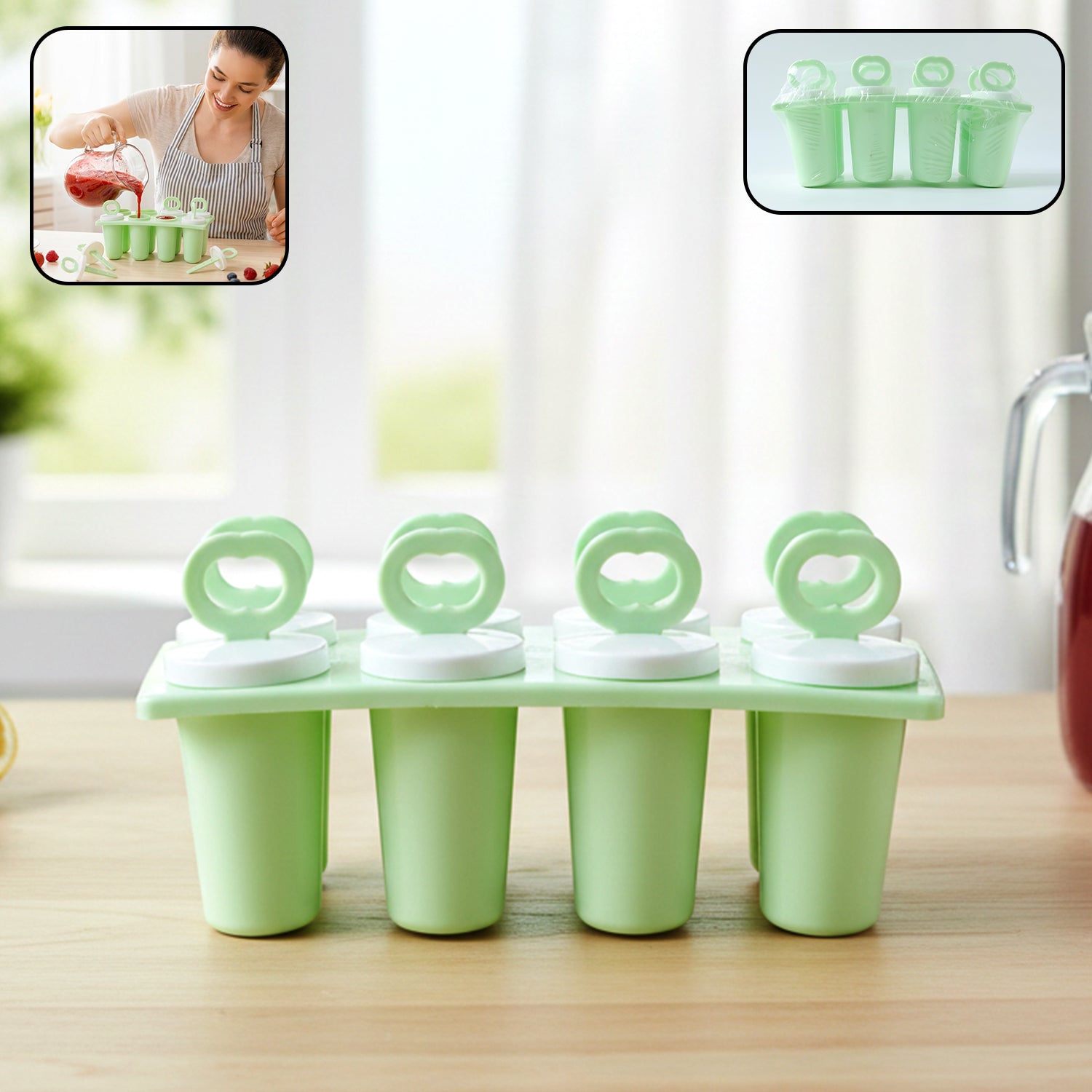 Plastic popsicle mold set for homemade ice treats