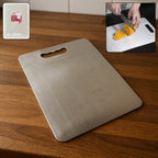 Premium stainless steel cutting board with handle 229x330mm for kitchen use