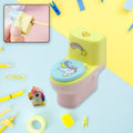 Two toilet pencil sharpeners with erasers, presented as a fun stationery set.