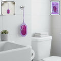 Hanging lavender gel air freshener in small space setting