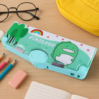 Front view of the magnetic pencil box featuring a vibrant space design.