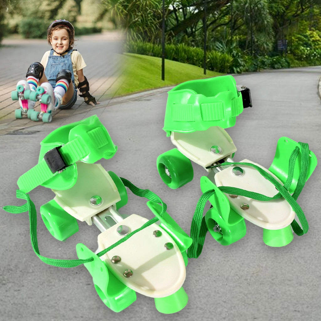 Brightly colored kids roller skates with adjustable sizing, ready for outdoor fun.