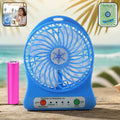 Portable mini table fan with LED light and detachable rechargeable battery