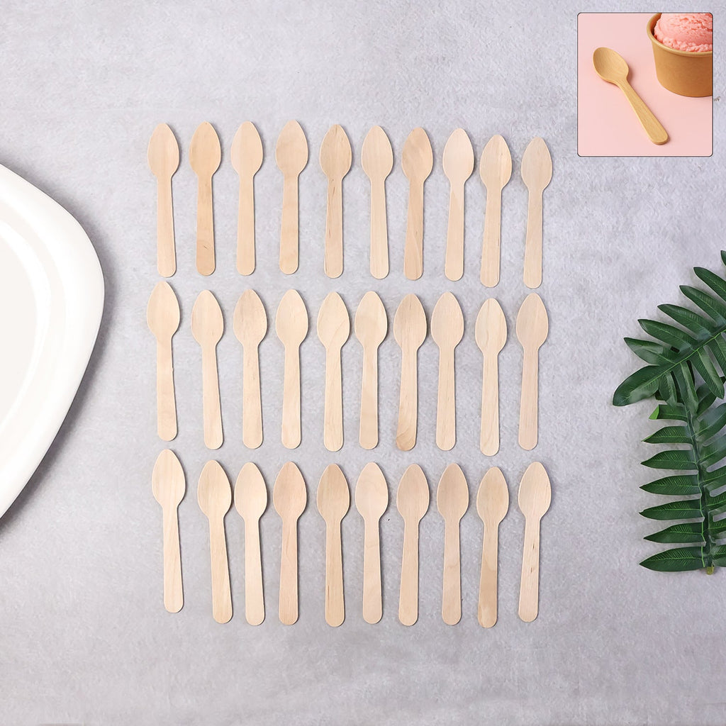 Eco-friendly wooden tea spoon 110mm smooth birchwood finish